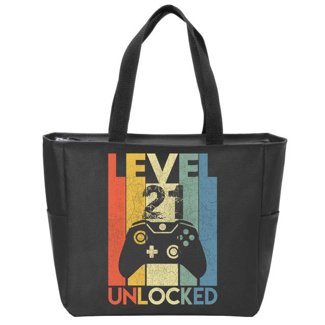 Level 21 Unlocked Awesome Video Game 21 Birthday Gift Zip Tote Bag