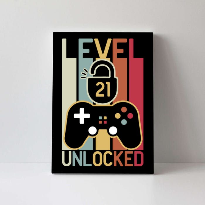 Level 21 Unlocked Birthday Gift Vintage Retro Canvas