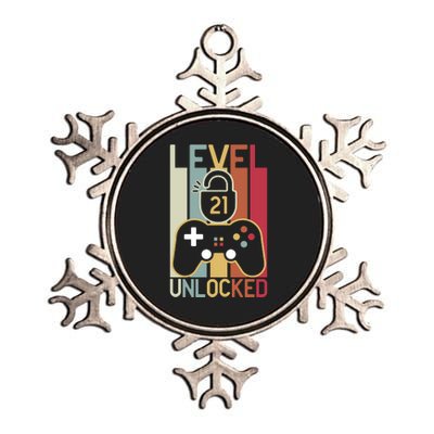 Level 21 Unlocked Birthday Gift Vintage Retro Metallic Star Ornament