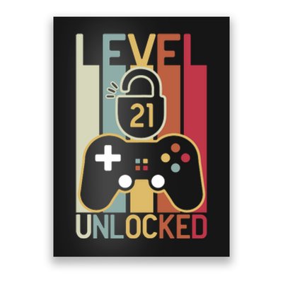 Level 21 Unlocked Birthday Gift Vintage Retro Poster