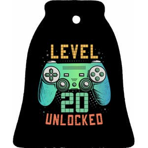 Level 20 Unlocked 20th Birthday Gamer Gifts 20 Year Old Male Ceramic Bell Ornament