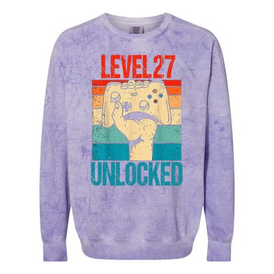 Level 27 Unlocked 27 Birthday 27 Year Old Gifts Gamer Colorblast Crewneck Sweatshirt