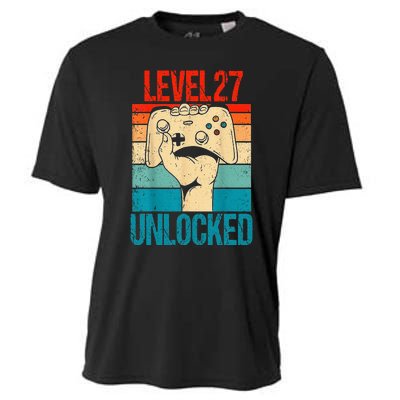 Level 27 Unlocked 27 Birthday 27 Year Old Gifts Gamer Cooling Performance Crew T-Shirt