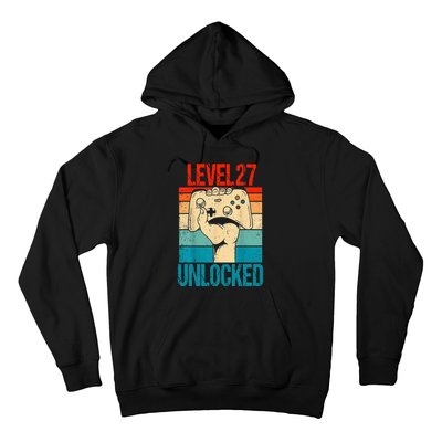 Level 27 Unlocked 27 Birthday 27 Year Old Gifts Gamer Hoodie