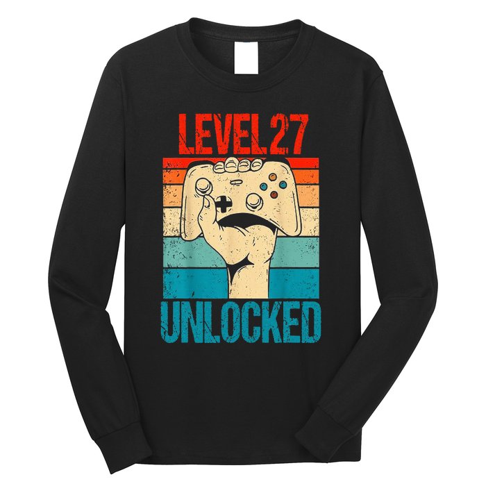 Level 27 Unlocked 27 Birthday 27 Year Old Gifts Gamer Long Sleeve Shirt