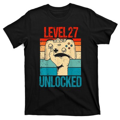 Level 27 Unlocked 27 Birthday 27 Year Old Gifts Gamer T-Shirt