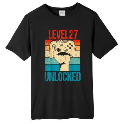 Level 27 Unlocked 27 Birthday 27 Year Old Gifts Gamer Tall Fusion ChromaSoft Performance T-Shirt