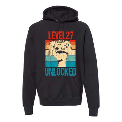 Level 27 Unlocked 27 Birthday 27 Year Old Gifts Gamer Premium Hoodie