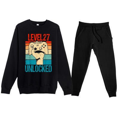 Level 27 Unlocked 27 Birthday 27 Year Old Gifts Gamer Premium Crewneck Sweatsuit Set