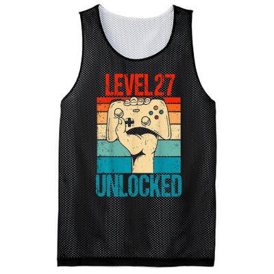 Level 27 Unlocked 27 Birthday 27 Year Old Gifts Gamer Mesh Reversible Basketball Jersey Tank