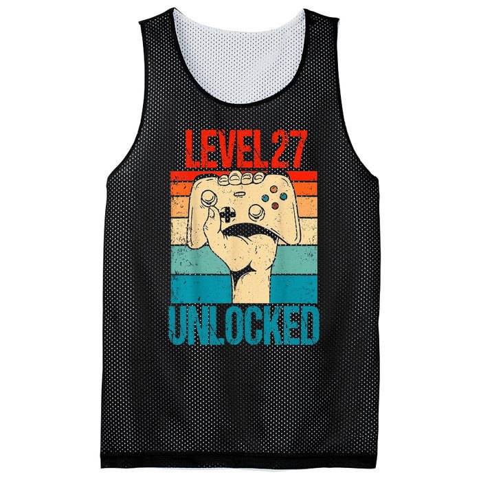 Level 27 Unlocked 27 Birthday 27 Year Old Gifts Gamer Mesh Reversible Basketball Jersey Tank