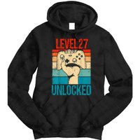 Level 27 Unlocked 27 Birthday 27 Year Old Gifts Gamer Tie Dye Hoodie