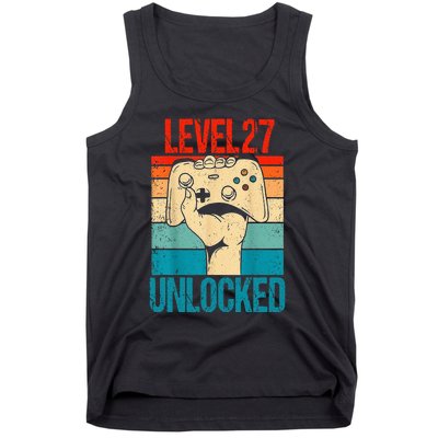 Level 27 Unlocked 27 Birthday 27 Year Old Gifts Gamer Tank Top