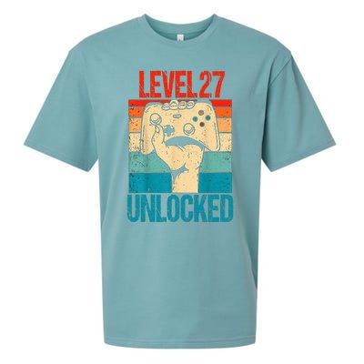 Level 27 Unlocked 27 Birthday 27 Year Old Gifts Gamer Sueded Cloud Jersey T-Shirt