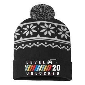 Level 20 Unlocked 20 Year Old Video Game Party 20th Birthday USA-Made Snowflake Beanie