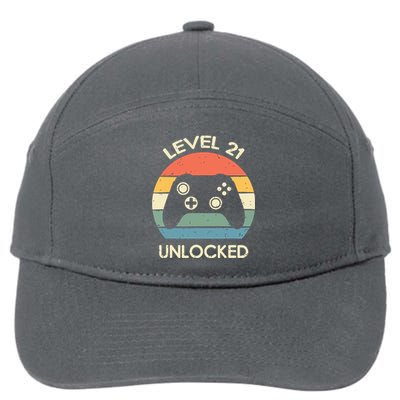 Level 21 Unlocked 21st Gaming Birthday Controller Gamer Gift 7-Panel Snapback Hat