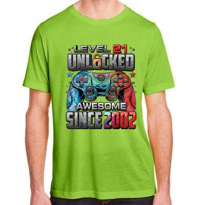 Level 21 Unlocked Awesome Since 2002 21st Birthday Gaming Adult ChromaSoft Performance T-Shirt