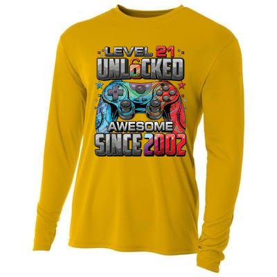 Level 21 Unlocked Awesome Since 2002 21st Birthday Gaming Cooling Performance Long Sleeve Crew