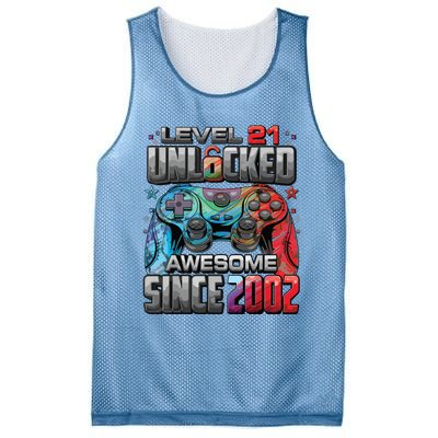 Level 21 Unlocked Awesome Since 2002 21st Birthday Gaming Mesh Reversible Basketball Jersey Tank