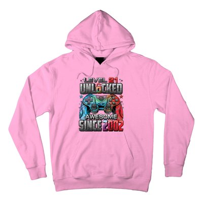 Level 21 Unlocked Awesome Since 2002 21st Birthday Gaming Hoodie