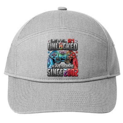 Level 21 Unlocked Awesome Since 2002 21st Birthday Gaming 7-Panel Snapback Hat