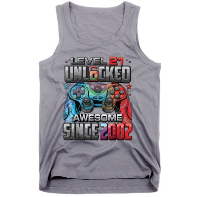 Level 21 Unlocked Awesome Since 2002 21st Birthday Gaming Tank Top