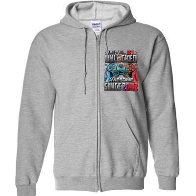 Level 21 Unlocked Awesome Since 2002 21st Birthday Gaming Full Zip Hoodie