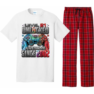 Level 21 Unlocked Awesome Since 2002 21st Birthday Gaming Pajama Set