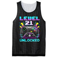 Level 21 Unlocked 21st Birthday Video Game Gift Birthday Gaming Mesh Reversible Basketball Jersey Tank