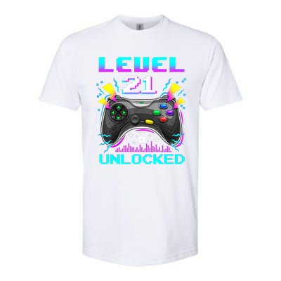 Level 21 Unlocked 21st Birthday Video Game Gift Birthday Gaming Softstyle CVC T-Shirt