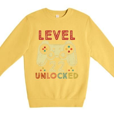 Level 22 Unlocked Birthday 22 Years Old Cool 22nd Bday Gifts Premium Crewneck Sweatshirt