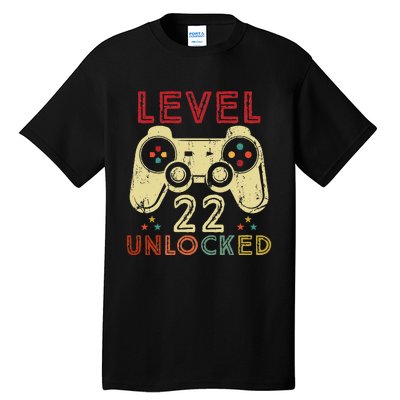 Level 22 Unlocked Birthday 22 Years Old Cool 22nd Bday Gifts Tall T-Shirt