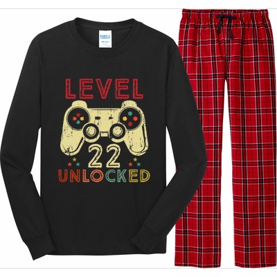 Level 22 Unlocked Birthday 22 Years Old Cool 22nd Bday Gifts Long Sleeve Pajama Set