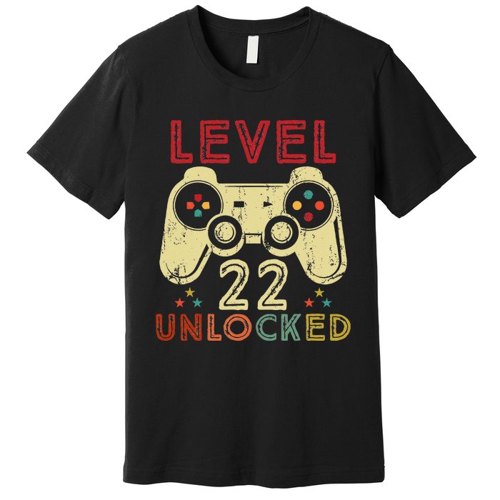 Level 22 Unlocked Birthday 22 Years Old Cool 22nd Bday Gifts Premium T-Shirt