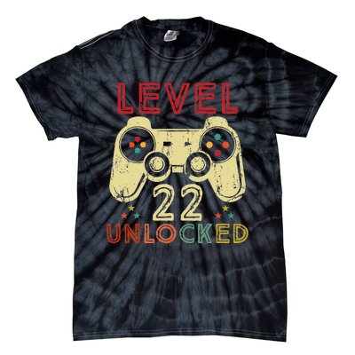 Level 22 Unlocked Birthday 22 Years Old Cool 22nd Bday Gifts Tie-Dye T-Shirt