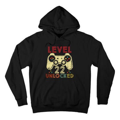 Level 22 Unlocked Birthday 22 Years Old Cool 22nd Bday Gifts Tall Hoodie