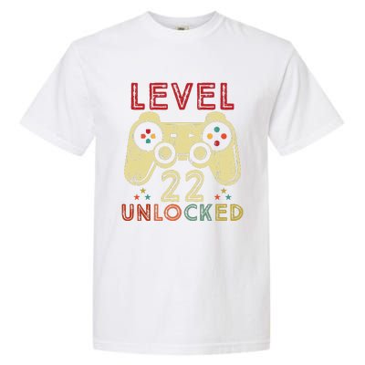 Level 22 Unlocked Birthday 22 Years Old Cool 22nd Bday Gifts Garment-Dyed Heavyweight T-Shirt