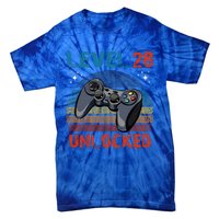 Level 28 Unlocked Video Gamer 28th Birthday Gifts Tie-Dye T-Shirt