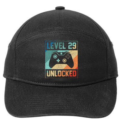 Level 29 Unlocked Video Gamer 29th Birthday Gifts 7-Panel Snapback Hat