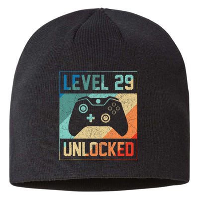 Level 29 Unlocked Video Gamer 29th Birthday Gifts Sustainable Beanie