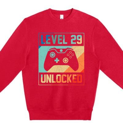 Level 29 Unlocked Video Gamer 29th Birthday Gifts Tee Premium Crewneck Sweatshirt