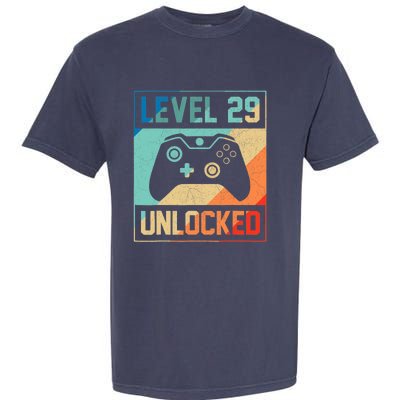 Level 29 Unlocked Video Gamer 29th Birthday Gifts Tee Garment-Dyed Heavyweight T-Shirt