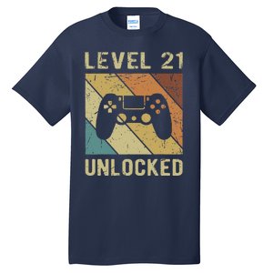 Level 21 Unlocked Birthday Decoration Funny Video Gamer Gift Tall T-Shirt