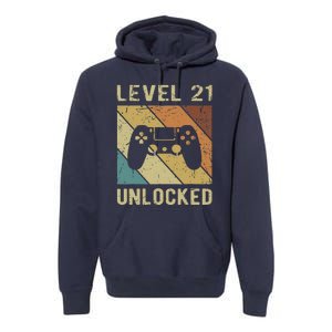 Level 21 Unlocked Birthday Decoration Funny Video Gamer Gift Premium Hoodie