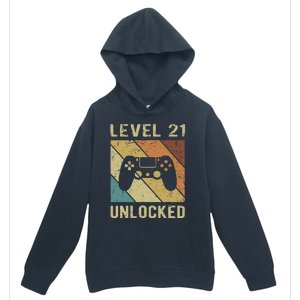 Level 21 Unlocked Birthday Decoration Funny Video Gamer Gift Urban Pullover Hoodie