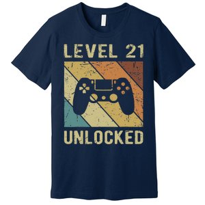 Level 21 Unlocked Birthday Decoration Funny Video Gamer Gift Premium T-Shirt