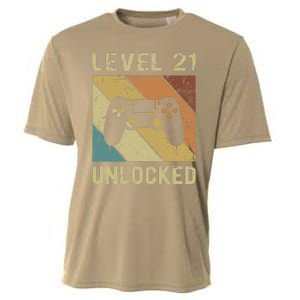 Level 21 Unlocked Birthday Decoration Funny Video Gamer Gift Cooling Performance Crew T-Shirt