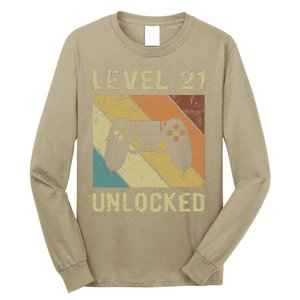 Level 21 Unlocked Birthday Decoration Funny Video Gamer Gift Long Sleeve Shirt