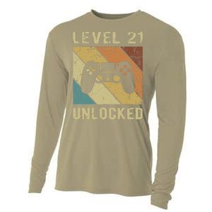 Level 21 Unlocked Birthday Decoration Funny Video Gamer Gift Cooling Performance Long Sleeve Crew