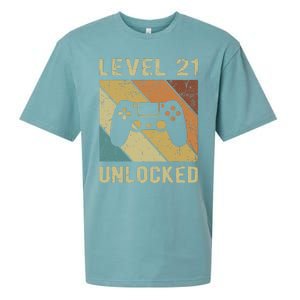 Level 21 Unlocked Birthday Decoration Funny Video Gamer Gift Sueded Cloud Jersey T-Shirt